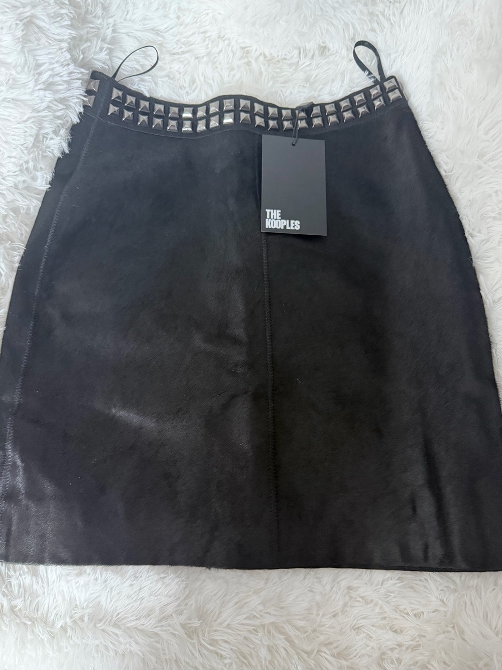 The Kooples Black Mini Skirt with Silver Stud Waist
